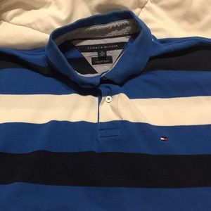 Mens XL Tommy Hilfiger blue black white polo shirt